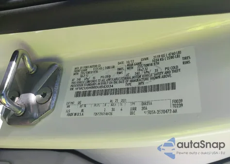 2013 Ford Escape Sel z USA, uszkodzony, nr VIN 1FMCU0H96DUB43534